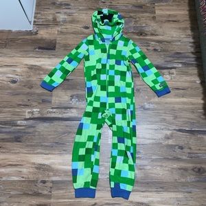 Minecraft pajamas one piece with hoodie, size M, polyester